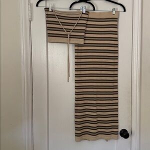 VRG GRL Sparkle Brown, Tan, and Mint Women's Two-Piece Tank Top and Skirt Set